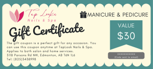 Launched the TapLook Gift Certificate Manicure, Pedicure card to help customers save more 1 XXXXXXXX Code sent to email