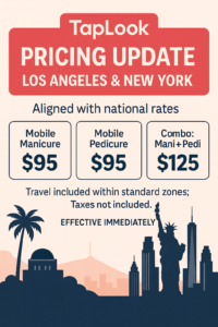 TapLook updates service pricing in Los Angeles and New York, and aligns rates across the country 17 50c2082b 5d53 43c2 9e70 c2acb4101ddc