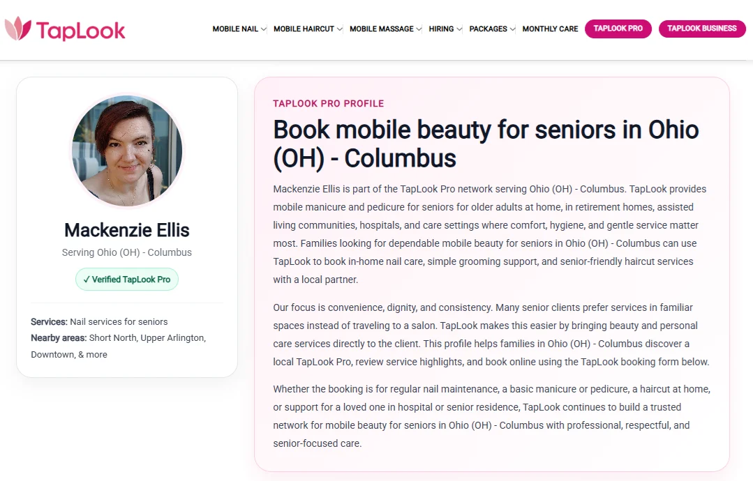 Meet Mackenzie Ellis, a Verified TapLook Pro Providing Senior Nail Services in Columbus, Ohio 2 taplook ohio