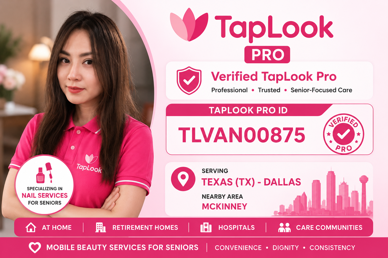 Van Kim Tran Nguyen – Verified TapLook Pro Providing Mobile Nail Services for Seniors in Dallas, Texas 1 bfdc716f 3537 48e7 8d97 17df76ad5b3d