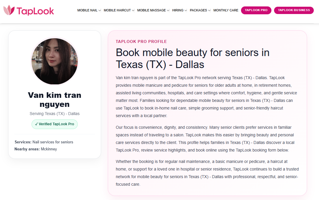 Van Kim Tran Nguyen – Verified TapLook Pro Providing Mobile Nail Services for Seniors in Dallas, Texas 2 taplook dallas trannguyen